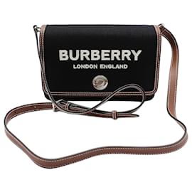 Mini crossbody New Hampshire in pelle marrone tecnico e cotone - Burberry