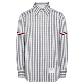 Camicia in popeline a quadri con maniche armband - Thom Browne