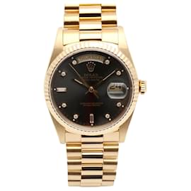 Relógio de ouro masculino Day-Date com mostrador cinza original e diamantes, repintado - Rolex