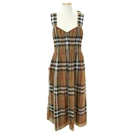 Burberry Vestido sin mangas a cuadros Delilah de gasa marrón