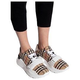 Burberry Sneakers in pelle a quadri in suede vintage