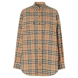 Burberry Camicia oversize in cotone stretch a quadri vintage