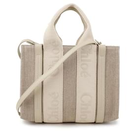 Chloé Borsa Tote Piccola Woody in Lino