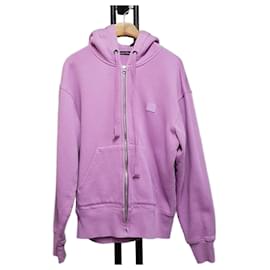 Sudadera con capucha con cremallera ligera morada con logo de Acne Studios
