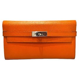 Hermès Kelly Damen Langbörse Epsom Silber