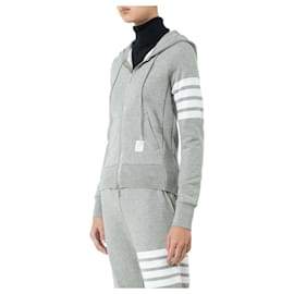 Thom Browne Sudadera con cremallera de jersey con lazo trasero y rayas RWB
