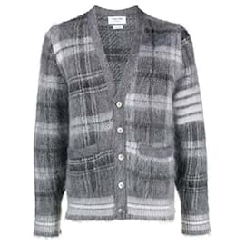 Thom Browne Tartan-Mohair-V-Ausschnitt-Cardigan
