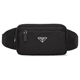 Borsa a cintura in pelle Saffiano Re-Nylon nera - Prada