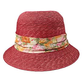 Korallenroter Strohhut aus Raffia - Kenzo
