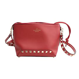 Borsa a tracolla mini Rockstud rosso corallo - Valentino