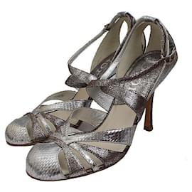 Dior Silberne Eidechsensandalen