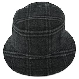 Burberry Bucket Hat aus Wolle und Kaschmir in Anthrazitgrau