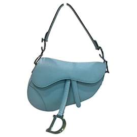 Borsa a sella in pelle di vitello grana Azur Blu con tracolla - Dior