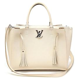 Tote Tassel in Pelle Beige Crema con Chiusura Argento Lockme - Louis Vuitton