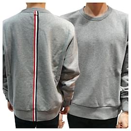 Loopback Sweatshirt mit Streifen auf der Rückseite Hellgrau - Thom Browne