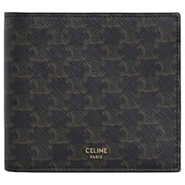 Triomphe Canvas Calfskin Black Slim Wallet - Céline