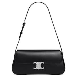Bolsa Medium Lora em couro de bezerro brilhante preto - Céline