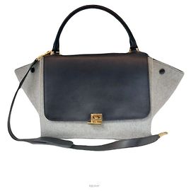 Céline Trapeze Medium Black Gray Shoulder Bag