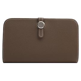 Hermès Cartera larga de plata Dogon Duo Etaupe