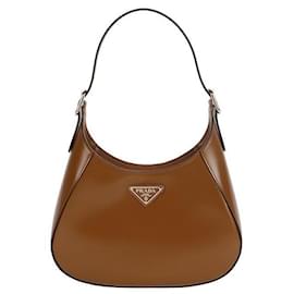 Borsa a spalla in pelle media con logo triangolare - Prada