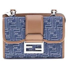 Fendi Borsa Baguette in Denim Jacquard Doppio