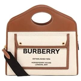 Piccola borsa tote in tela e pelle bicolore - Burberry