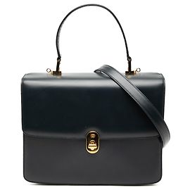 Borsa Gucci in pelle di vitello blu con chiusura Turnlock Sideline