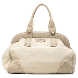 Borsa Prada in tela bianca Canapa Mistolino
