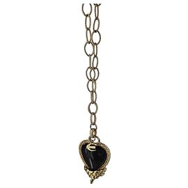 Just Cavalli Collana pendente a cuore in oro e onice