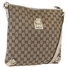 Borsa a Spalla GG Canvas Gucci Beige Oro 131326 Auth 167914