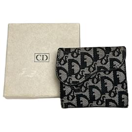 Vintage Dior Oblique Monogram Saddle Wallet Grey Black
