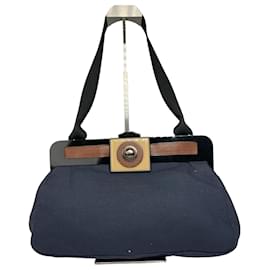 Borsa a soffietto in denim vintage Marni blu navy