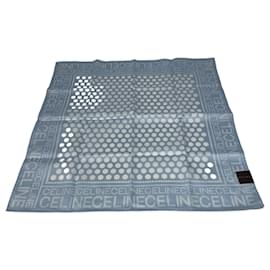 Écharpe Monogram Vintage Celine Bleu Bébé Blanc - Céline