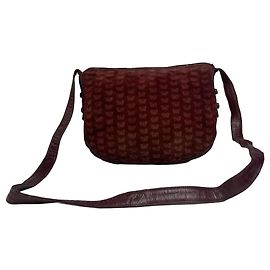 Borsa a spalla in suede monogramma farfalla Bottega Veneta vintage rossa