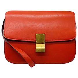 Borsa in pelle box classica Celine arancione - Céline