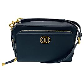 Borsa a spalla Caro Double Pouch in pelle di vitello nera Christian Dior