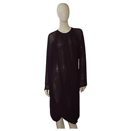 Abito in rete trasparente drappeggiato in prugna vintage con perline Jean Paul Gaultier Femme a maniche lunghe