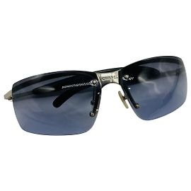Gafas de sol sin montura Chanel plateadas azul marino 4009