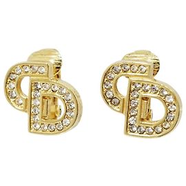 Orecchini CD in strass con logo dorato Christian Dior