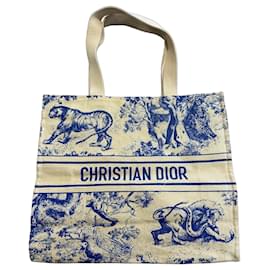 Borsa tote Christian Dior in paglia blu