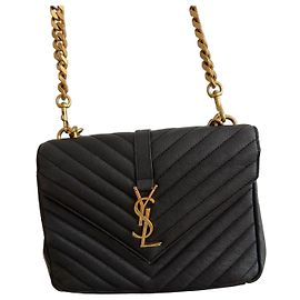 Saint Laurent College Tote in Pelle Trapuntata Nera
