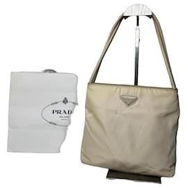 Borsa Triangolare in Poliestere Vintage Prada Beige
