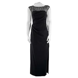 Vera Wang Schwarzes Abendkleid mit Netzdetails