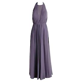 Vera Wang Chiffon-Abendkleid mit Netz-Einsatz