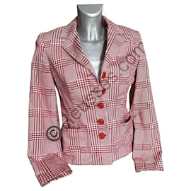 Irene Van Ryb Blazer Hahnentrittmuster Rot Weiß