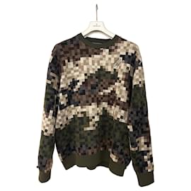 Louis Vuitton Jacquard Damier Pullover Khaki Baumwolle