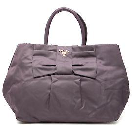 Borsa Tote Fiocco in Tessuto Viola di Prada