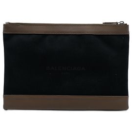 Clutch Balenciaga in tela nera Navy Clip M