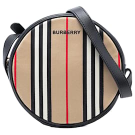Borsa a tracolla Louise in tela con strisce iconiche marroni di Burberry