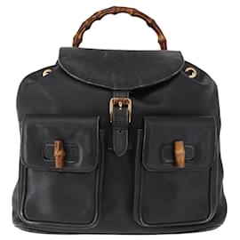 Mochila de cuero vintage Gucci con bambú